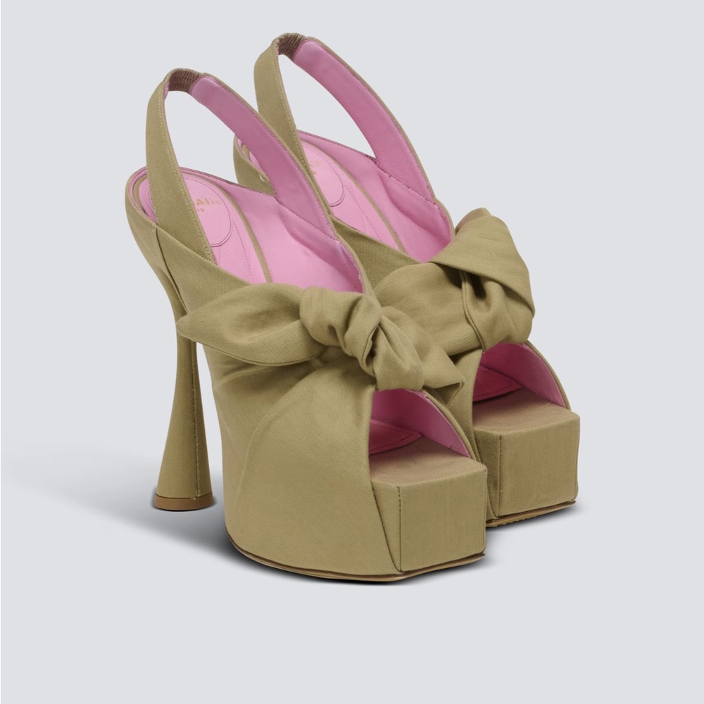 Balmain Square Toe Platform Sling-Back Pumps In Beige - Women's Size EU40, US 10